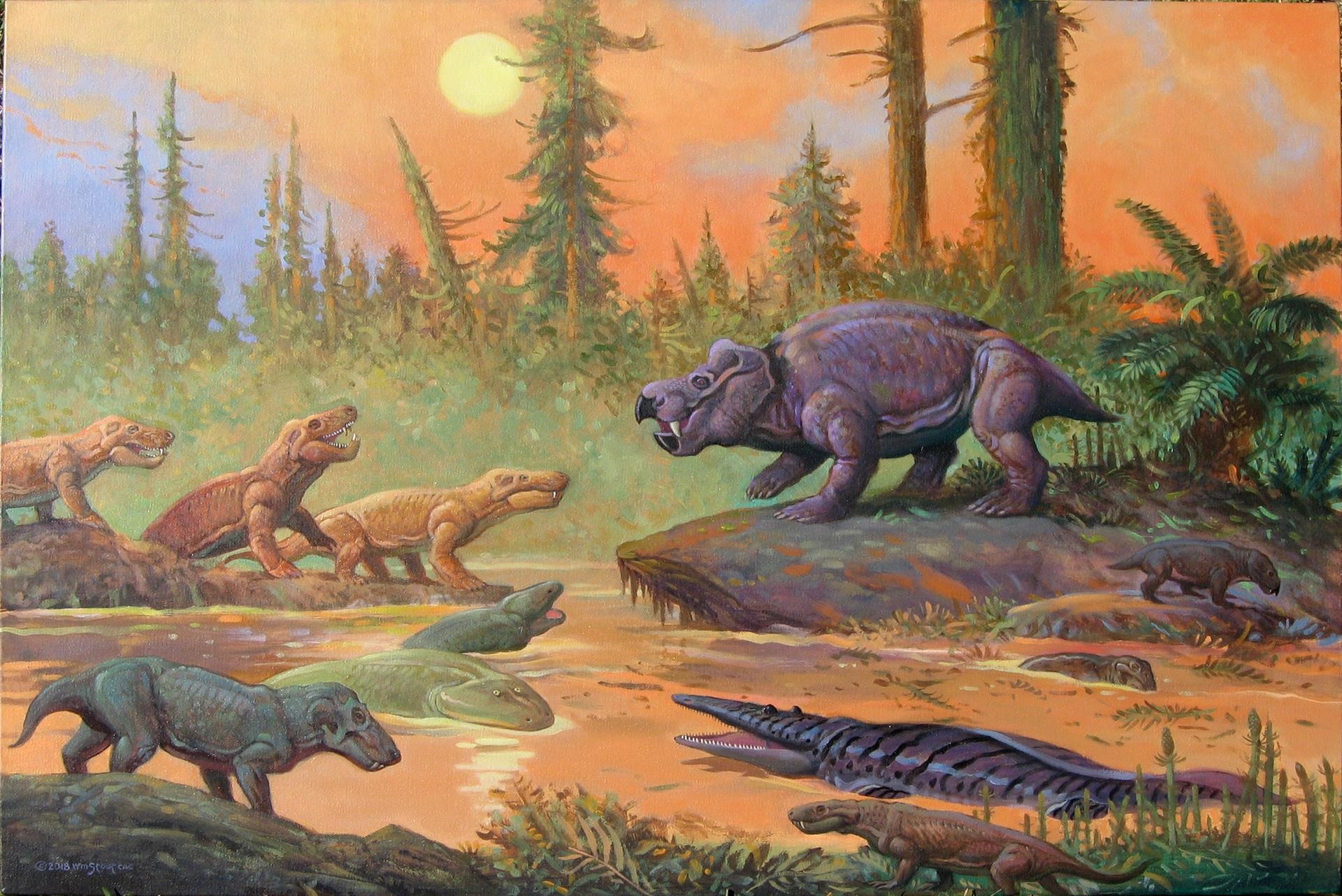 "Triassic Antarctica" by William Stout, featured in the California Art Club's 107th Annual Gold Medal Exhibition