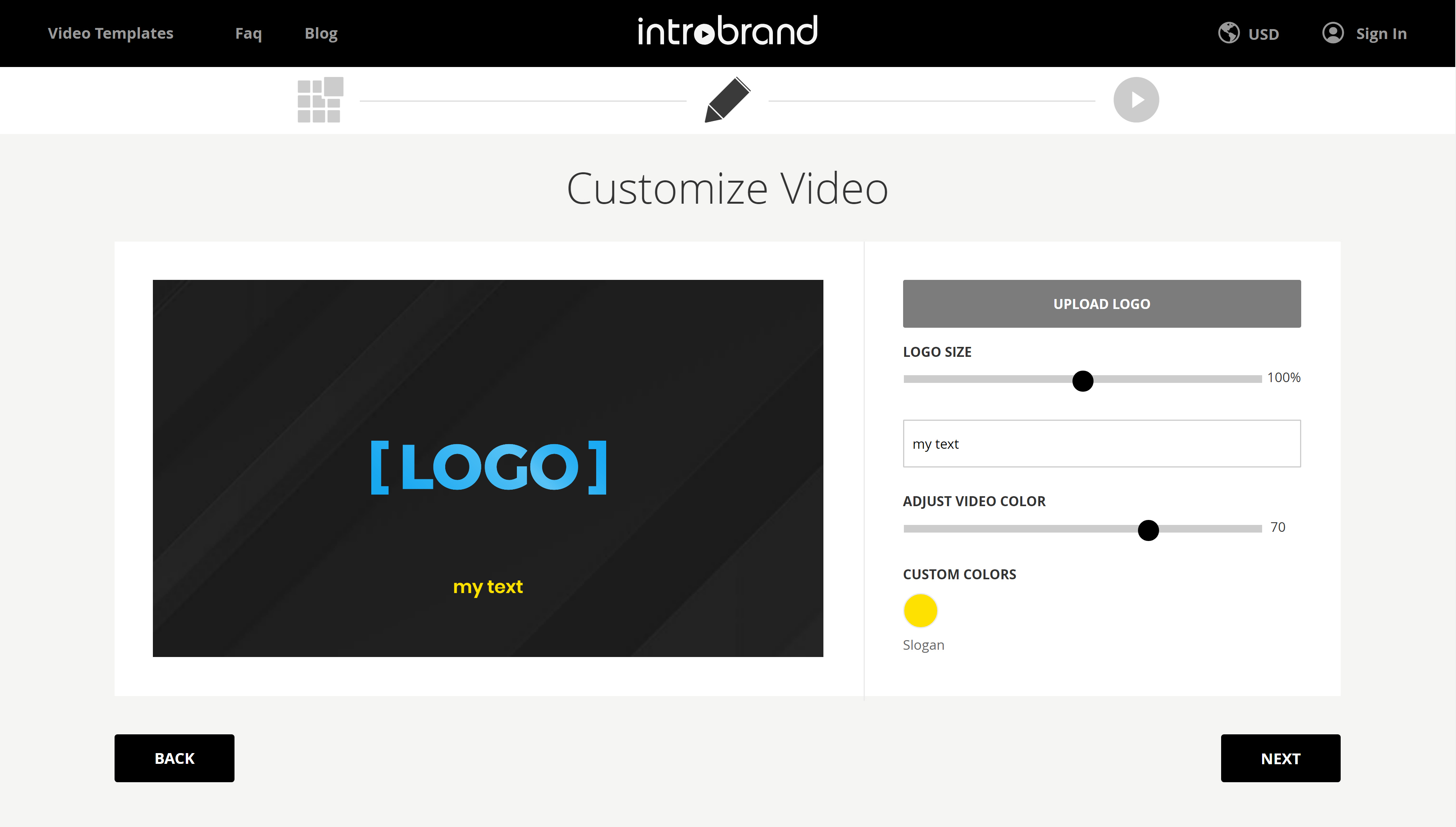 Introbrand Customize Logo Page