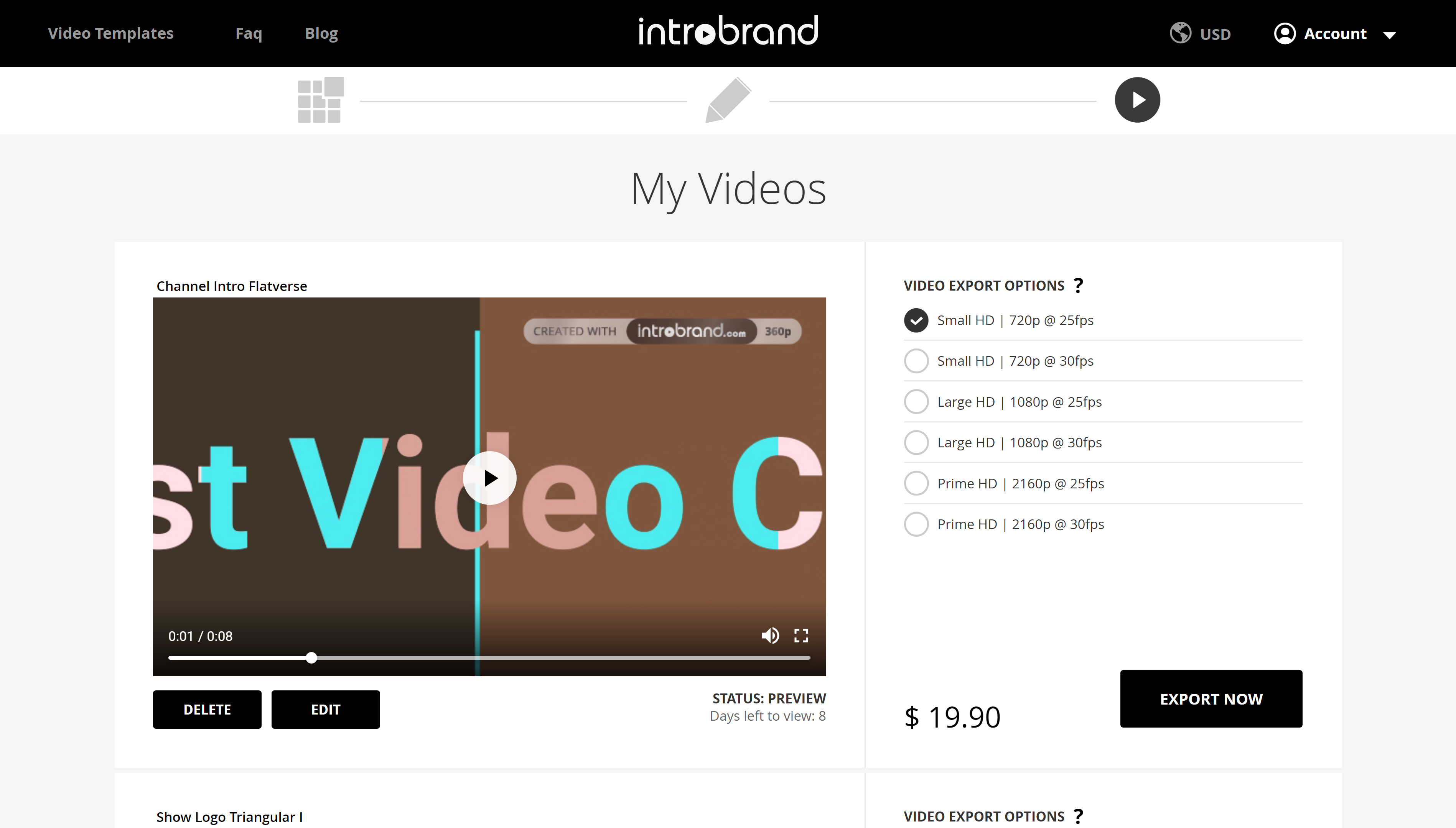 Introbrand Video Preview Export Page