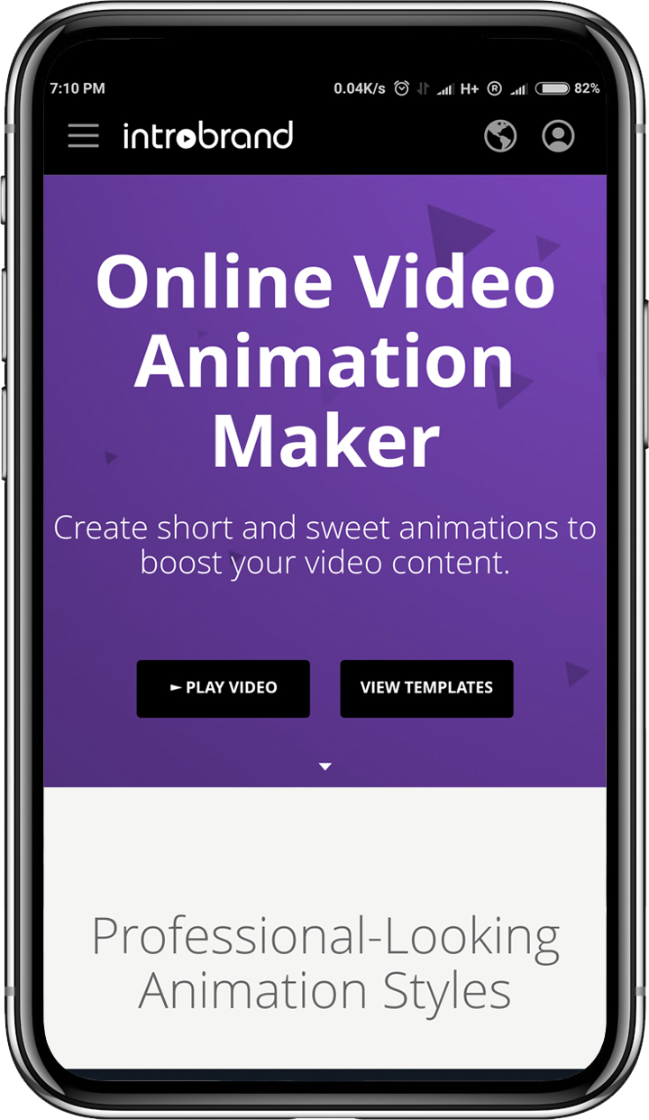 Introbrand Video Animation Maker in Phone Start Page