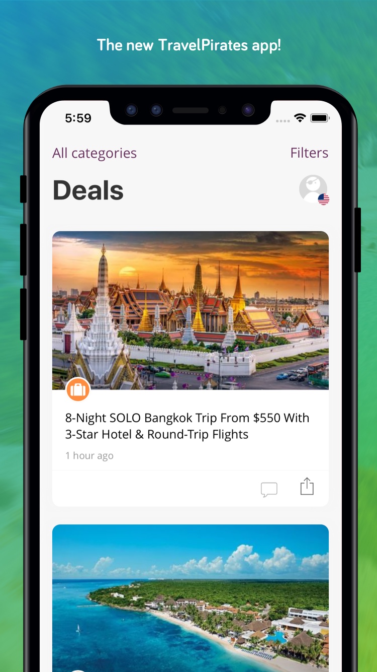 Curated deals on the new TravelPirates app