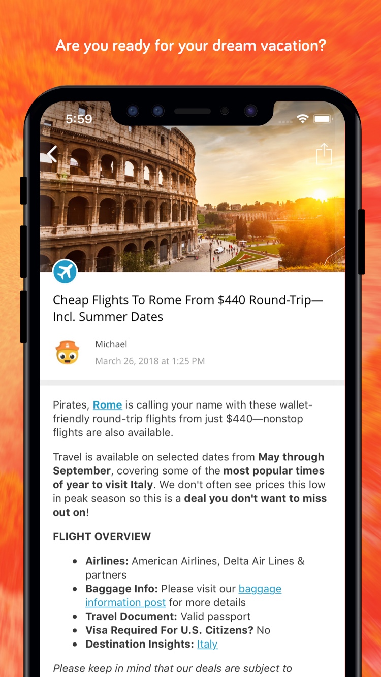 A deal on the new TravelPirates app