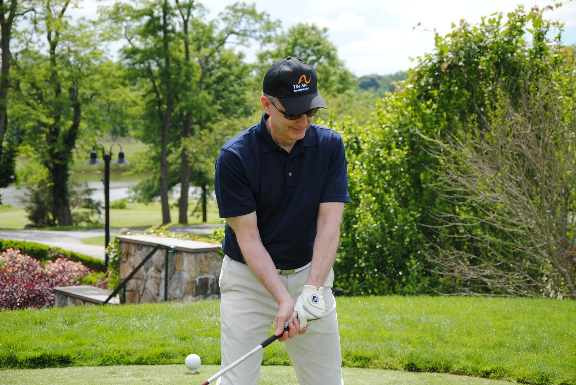 Paul Sturr gets ready to make the big shot at The Arc Westchester’s 18th Annual Golfing for Kids outing at Hampshire Country Club in Mamaroneck.