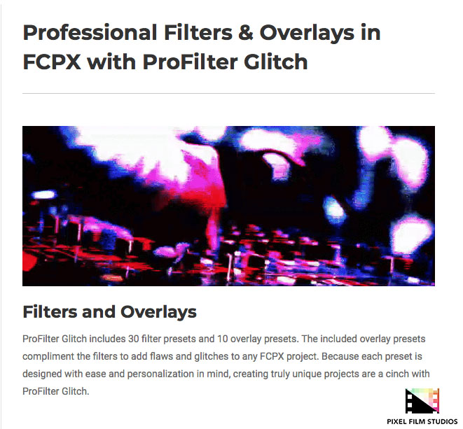 Pixel Film Studios - ProFilter Glitch - FCPX Plugins