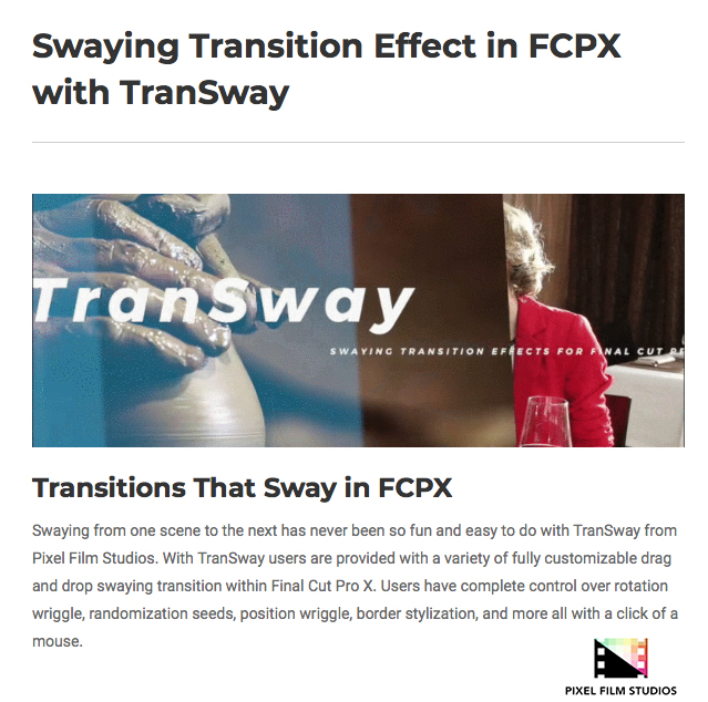 Pixel Film Studios - TranSway - FCPX Plugins