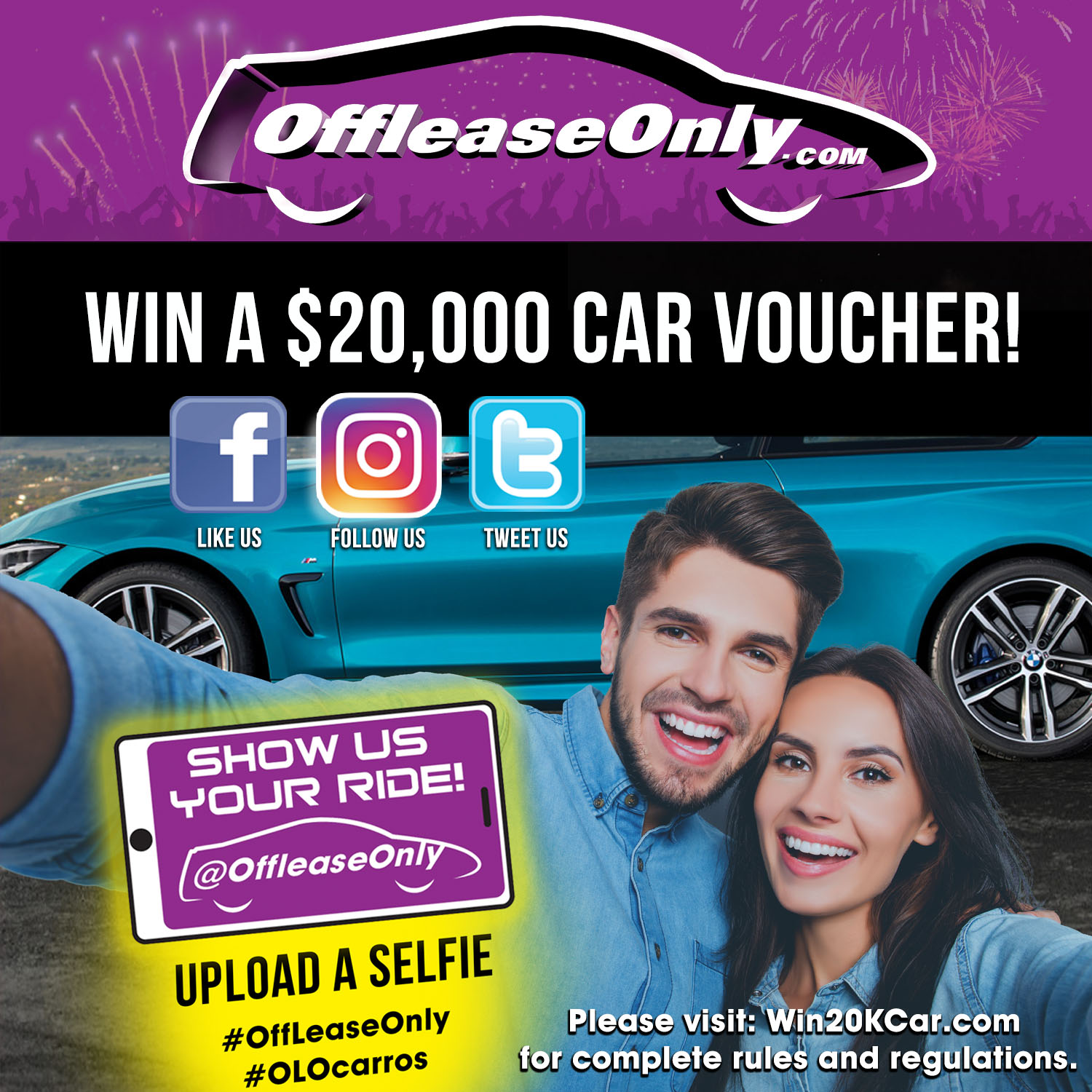 Upload a selfie to win a $20k Off Lease Only car voucher!!!