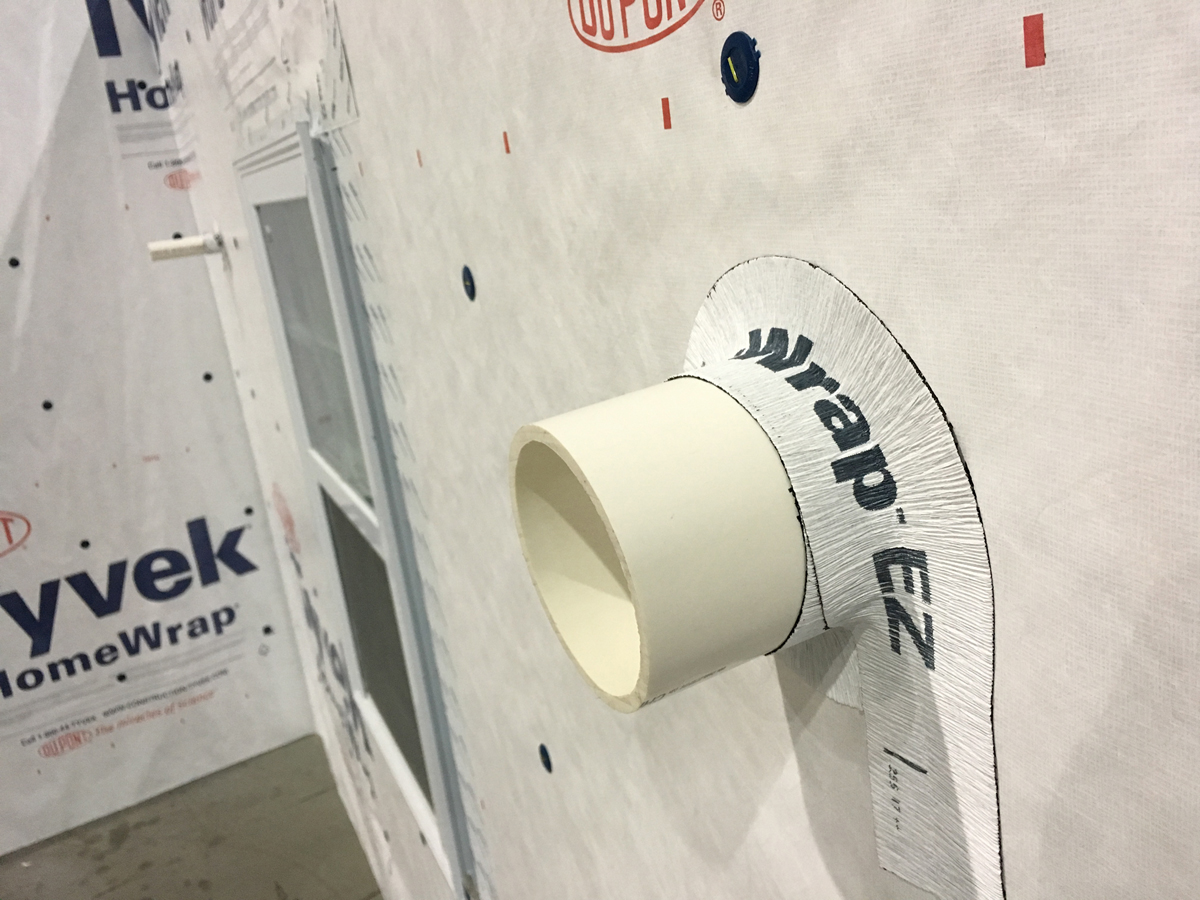 One roll of DuPont™ FlexWrap™ EZ covers the average size home to flash various small exterior  protrusions.