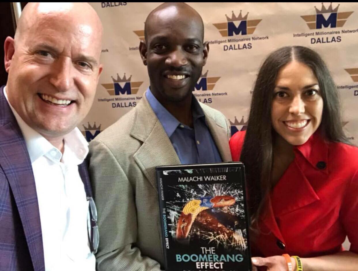 Beyond Publishing CEO, Michael D. Butler Dallas TX, Congratulating Malachi Walker's Parents Charlie and Christina Walker on their sons book The Boomerang Effect