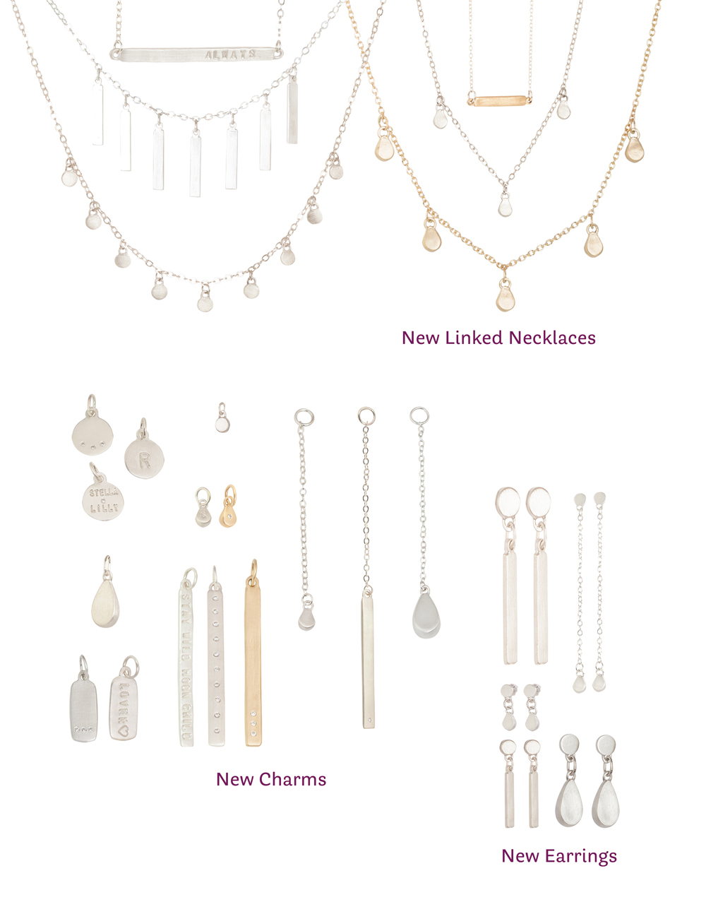 Jewelry by Cari New Charms, Linked Necklaces and Earrings