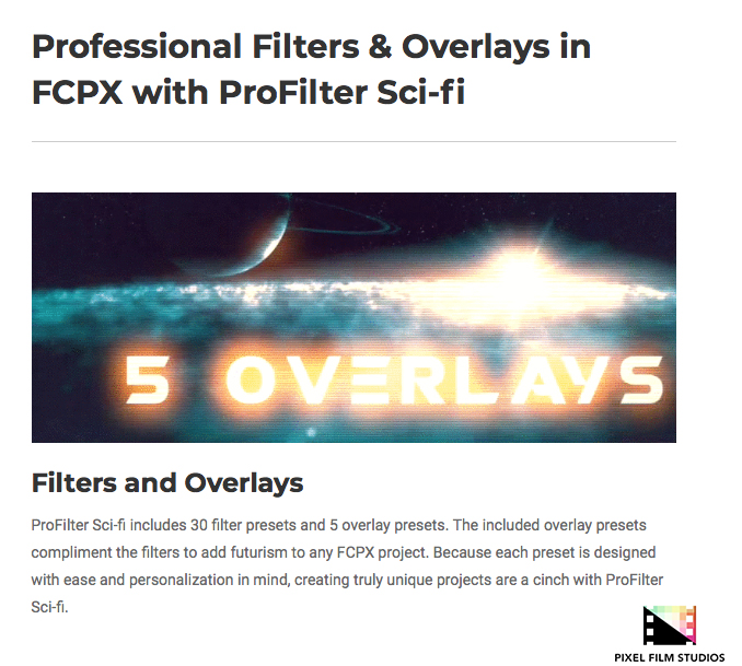 Pixel Film Studios - ProFilter Sci-fi - FCPX Plugins