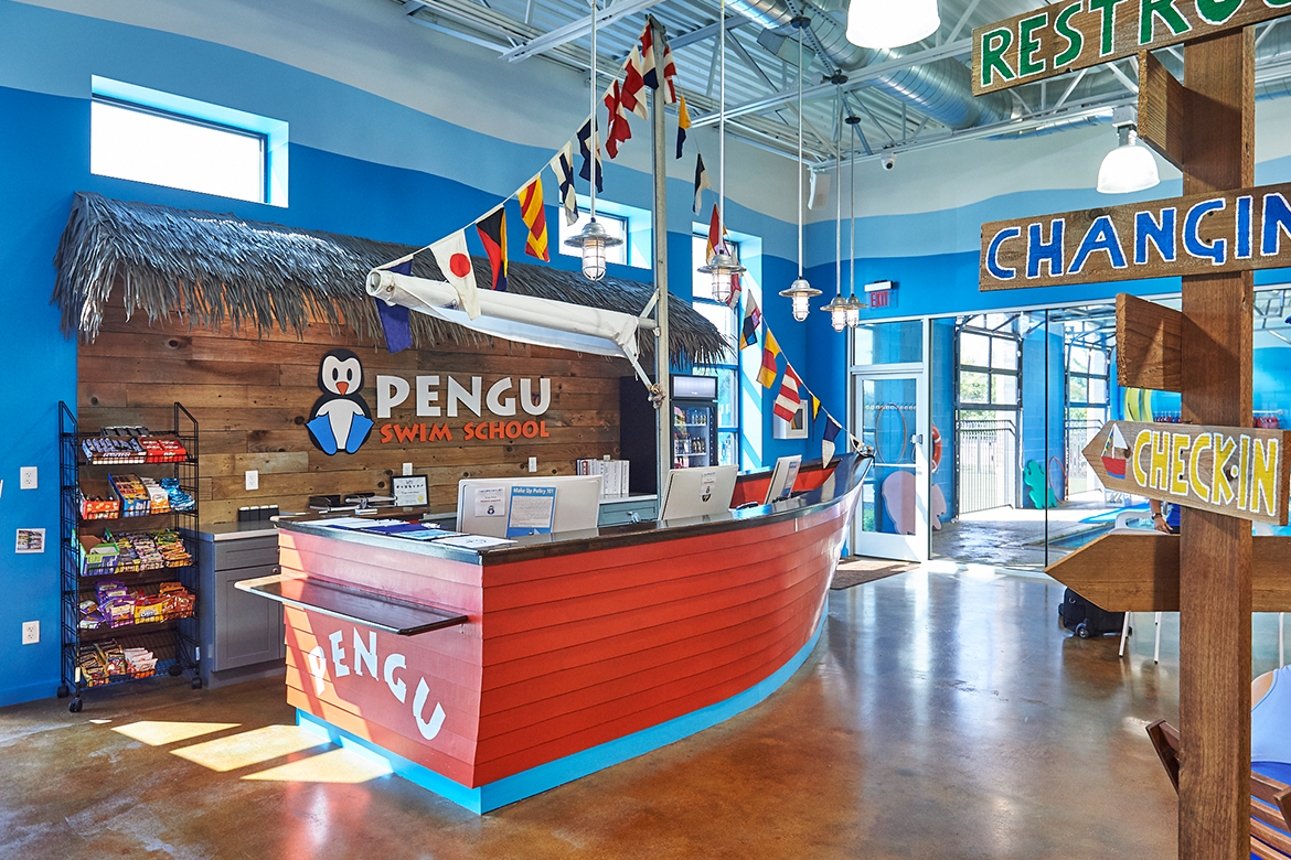 Pengu Swim School Beach Theme Interior