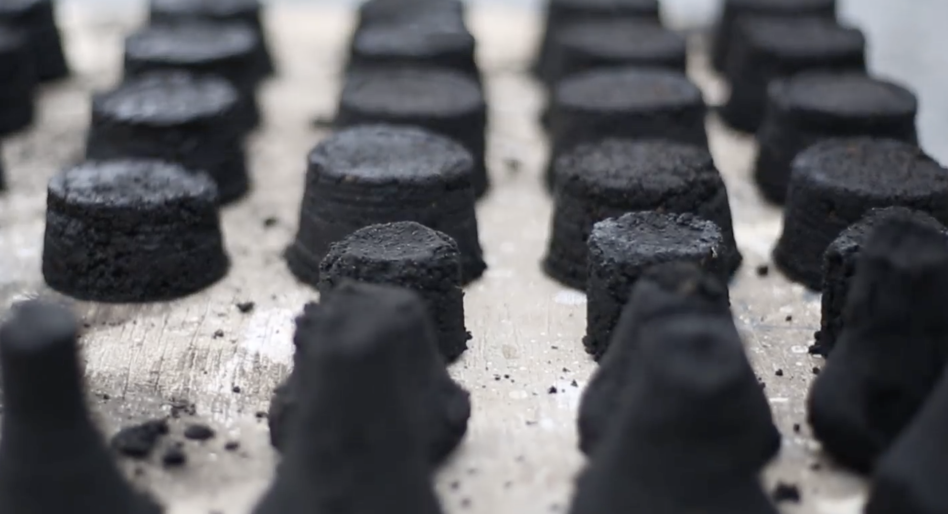 The finished product - charcoal made from human waste, plus polymer and Cassava flour.