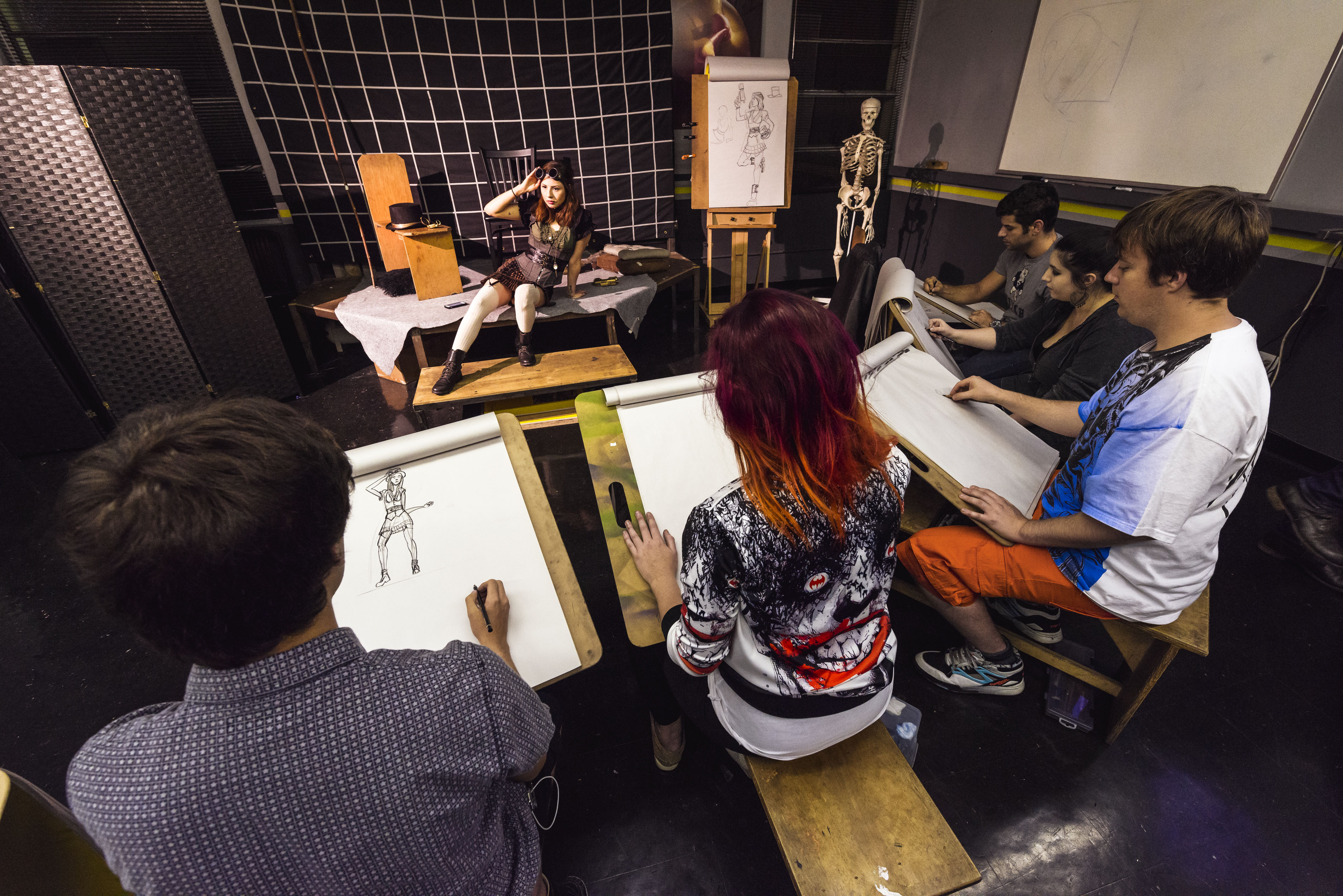 Costumed Figure Drawing is taught as one of the fundamental art classes in Gnomon's Foundation in Art and Design