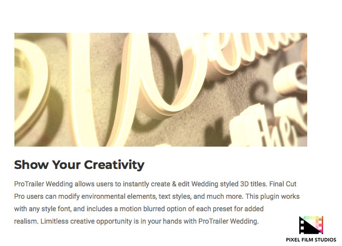 Pixel Film Studios - ProTrailer Wedding - FCPX Plugins