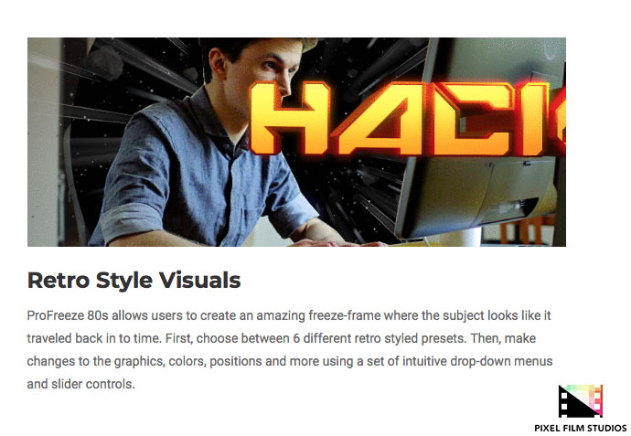 Pixel Film Studios - ProFreeze 80s - FCPX Plugins