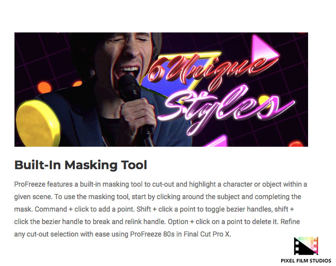 Pixel Film Studios - ProFreeze 80s - FCPX Plugins