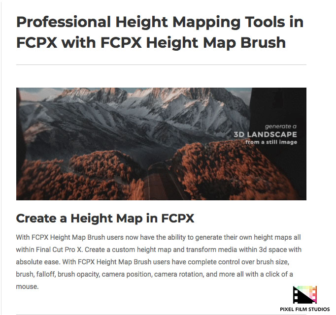 Pixel Film Studios - FCPX Height Map Brush - FCPX Plugins