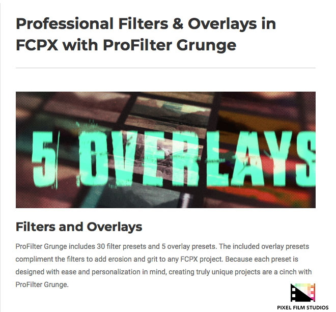 Pixel Film Studios - ProFilter Grunge - FCPX Plugins