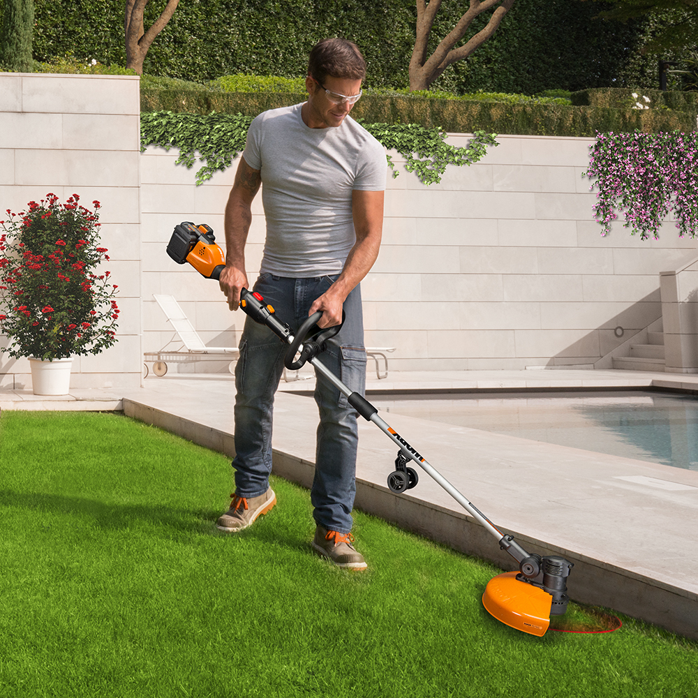 WORX 2x20, 40V, Trimmer/Edger features variable speed control, enabling user to adjust cutting speed to match task and maximize run time.