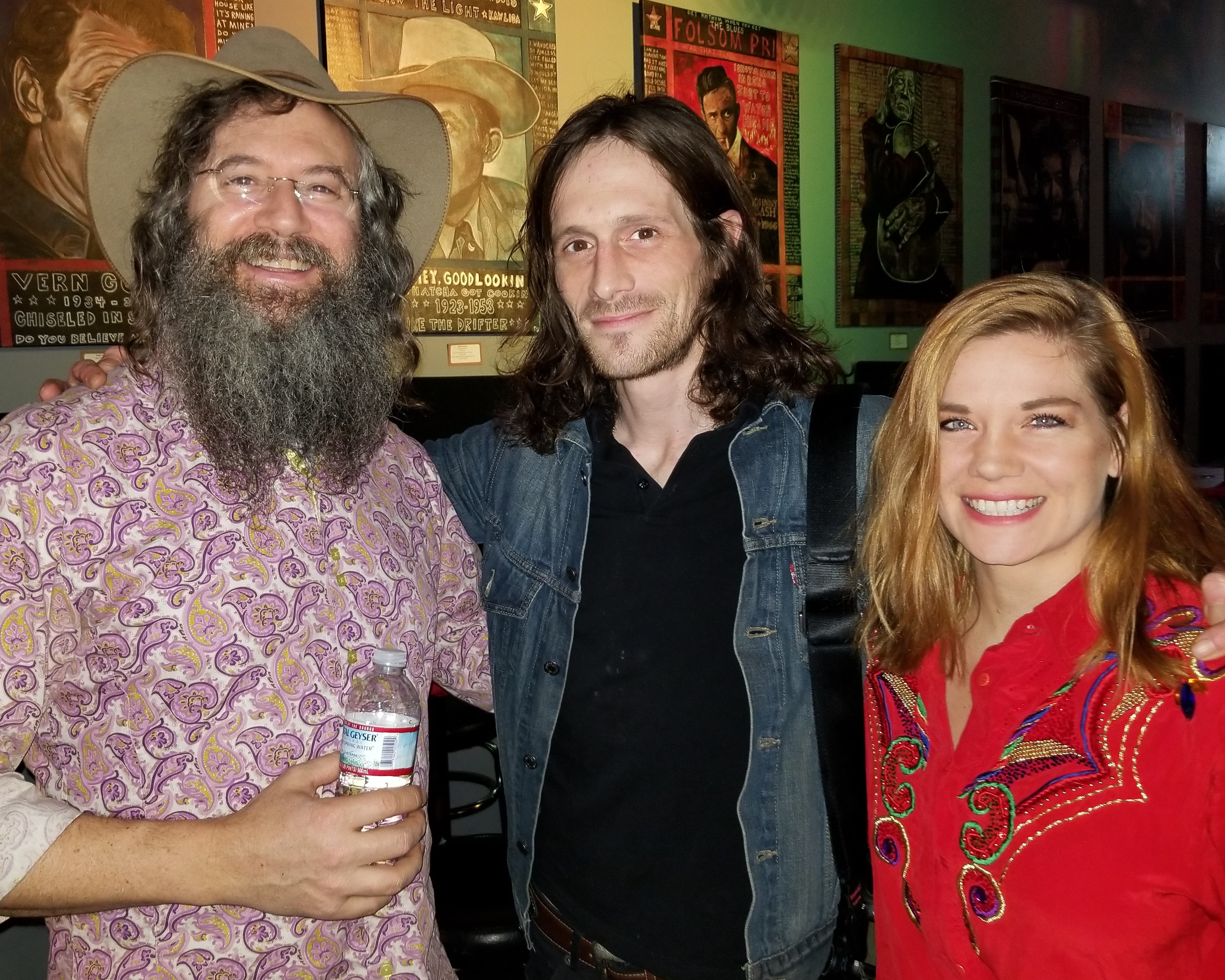 Lazer Lloyd after his show backstage at 3rd and Lindsley in Nashville with Rolling Stone Country photographer Jordan O'Donnell and Improv comedian Brittany Birrer.