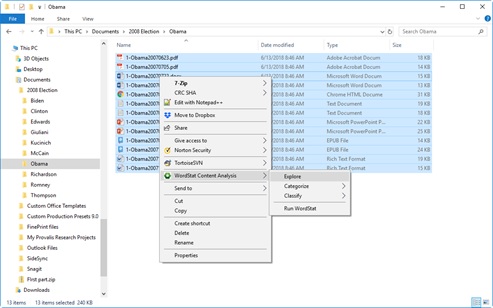 WordStat 8 - New interface directly from Windows Explorer