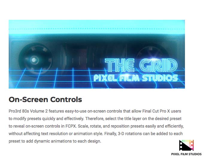 Pixel Film Studios - Pro3rd 80s Volume 2 - FCPX Plugins