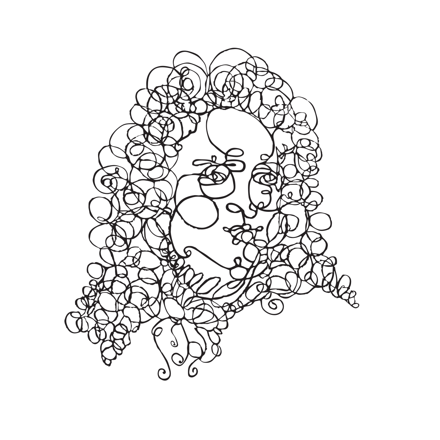 Lisa Gorham Creative's Illustration of composer George Friderik Handel, done for Catoctin Breeze Vineyard's Oratorio Barbera wine as part of their composer wine series.