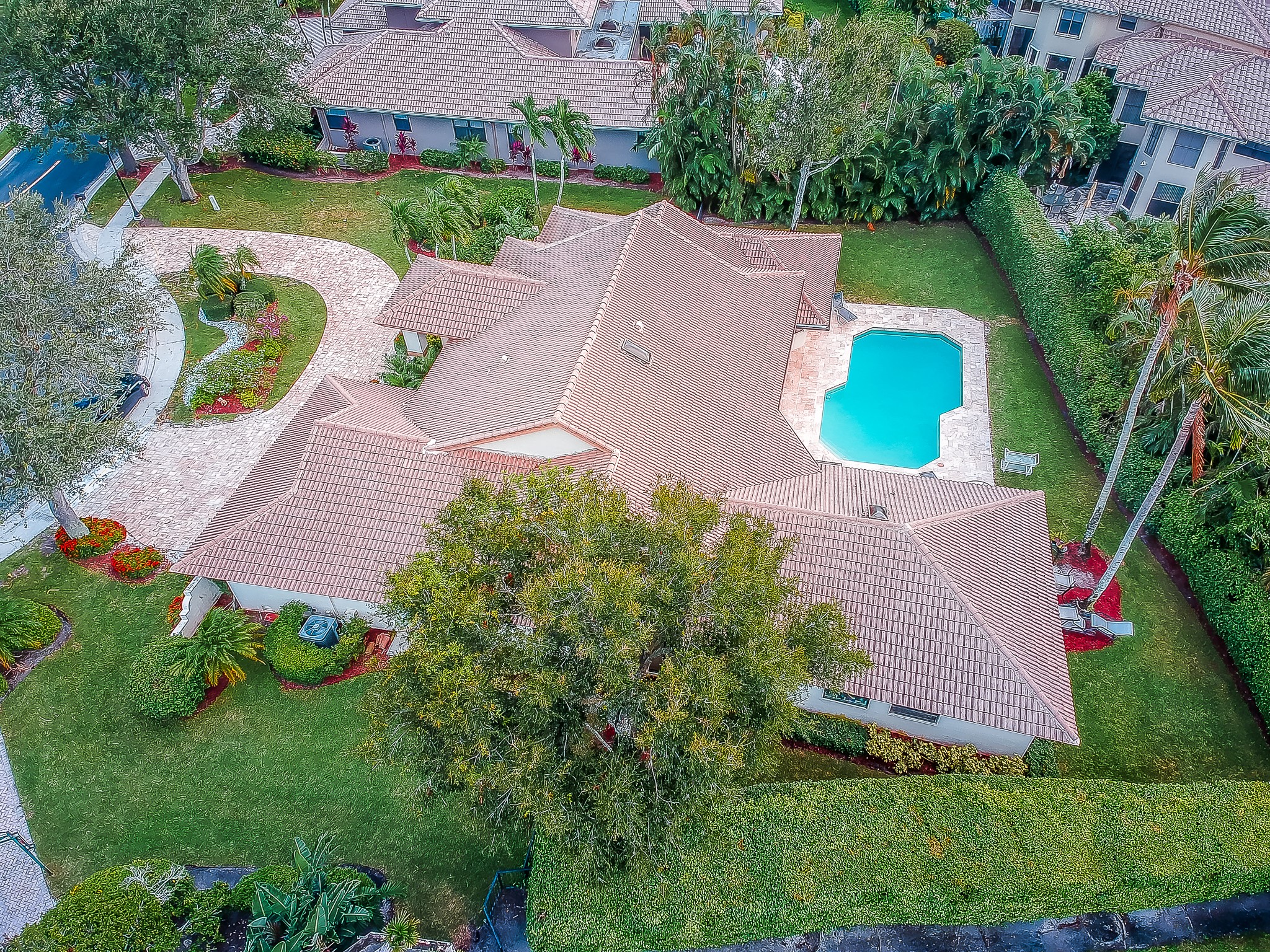 Drone Picture of House with Pool