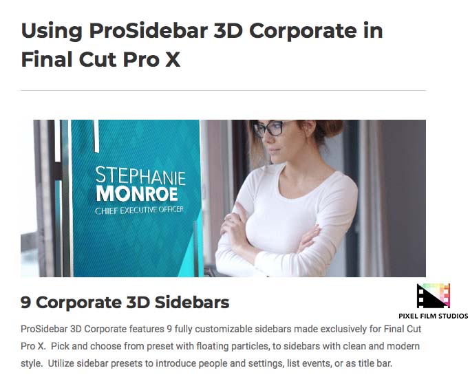 Pixel Film Studios - ProSidebar 3D Corporate - FCPX Plugins