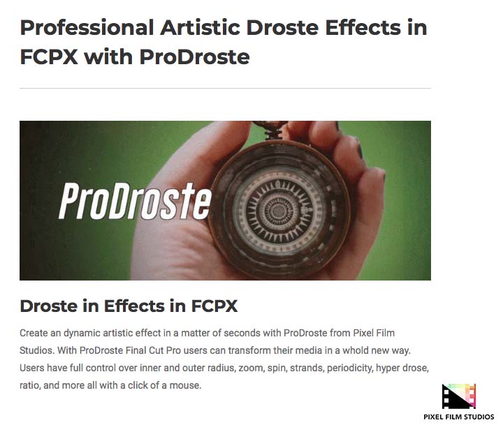 Pixel Film Studios - ProDroste - FCPX Plugins