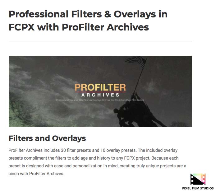 Pixel Film Studios - ProFilter Archives - FCPX Plugins
