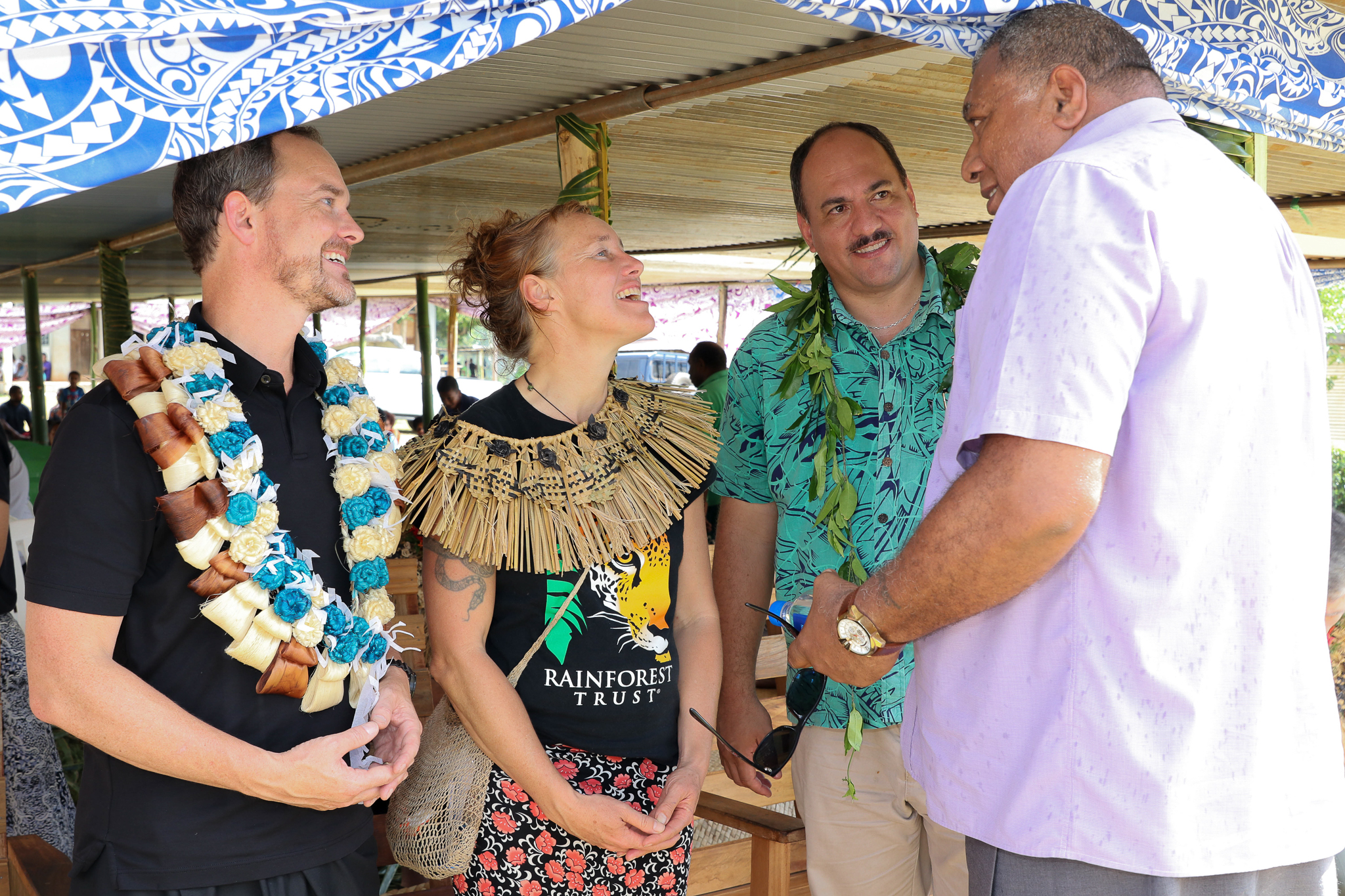 Discussing the project with the Chief Guest:  Kevin Pierson, Chief Conservation Officer – Bat Conservation International; Wren McLean, Australasia Conservation Officer Rainforest Trust – Australia; Ra