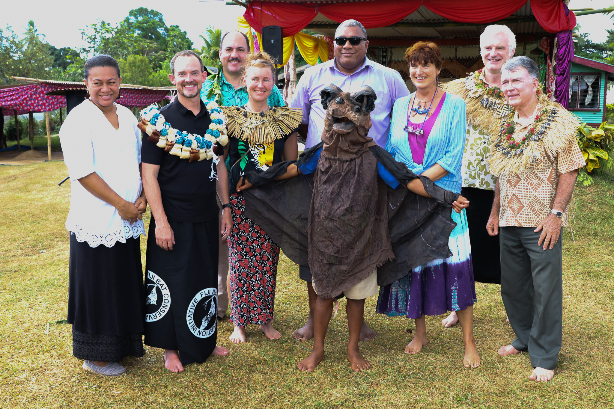 Posing after the Ceremony:  Ms. Nunia Thomas-Moko , Director – NatureFiji (MareqetiViti); Mr. Craig Powell, Chair - National Trust of Fiji Islands; Kevin Pierson, Chief Conservation Officer – Bat Cons