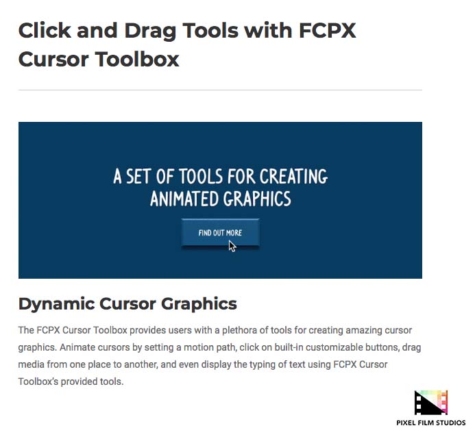 Pixel Film Studios - FCPX Cursor Toolbox - FCPX Plugins