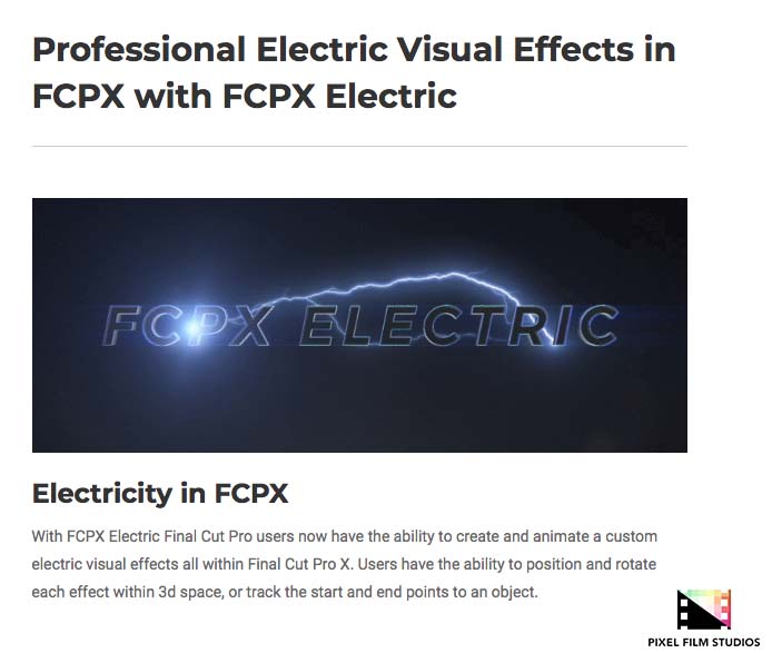 Pixel Film Studios - FCPX Electric - FCPX Plugins