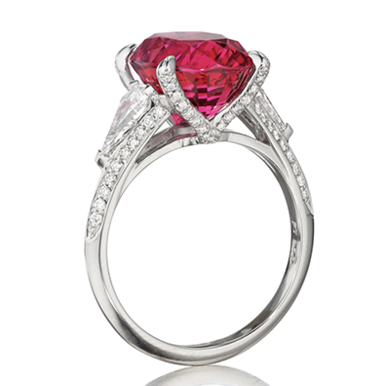 Red Spinel Ring by Jeffrey Bilgore. 8.63 oval red spinel, with diamonds, set in platinum
