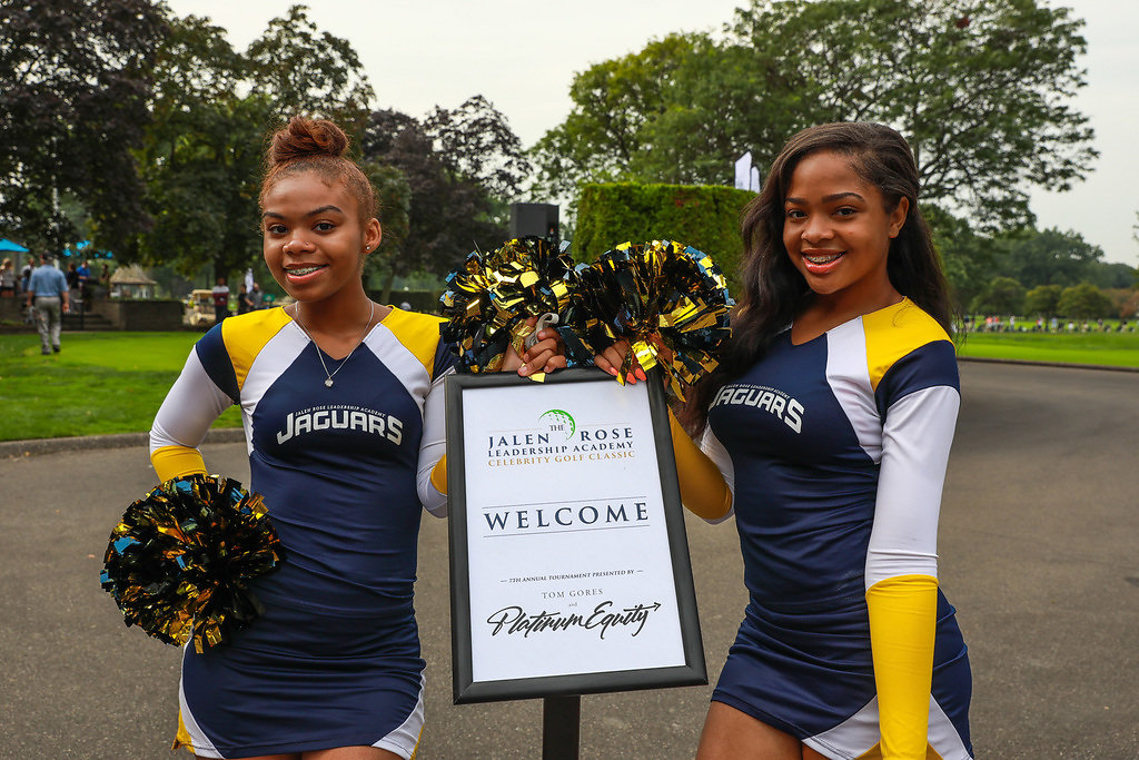 JRLA Cheerleaders welcome guests to The 2017 Jalen Rose Golf Classic presented by Tom Gores and Platinum Equity