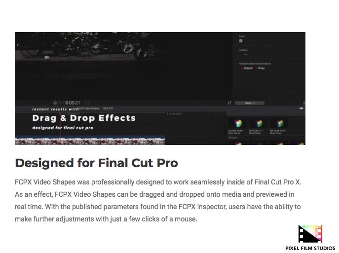 Pixel Film Studios - FCPX Video Shapes - FCPX Plugins