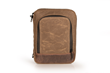 The Tech Folio — waxed canvas and full-grain leather, front view