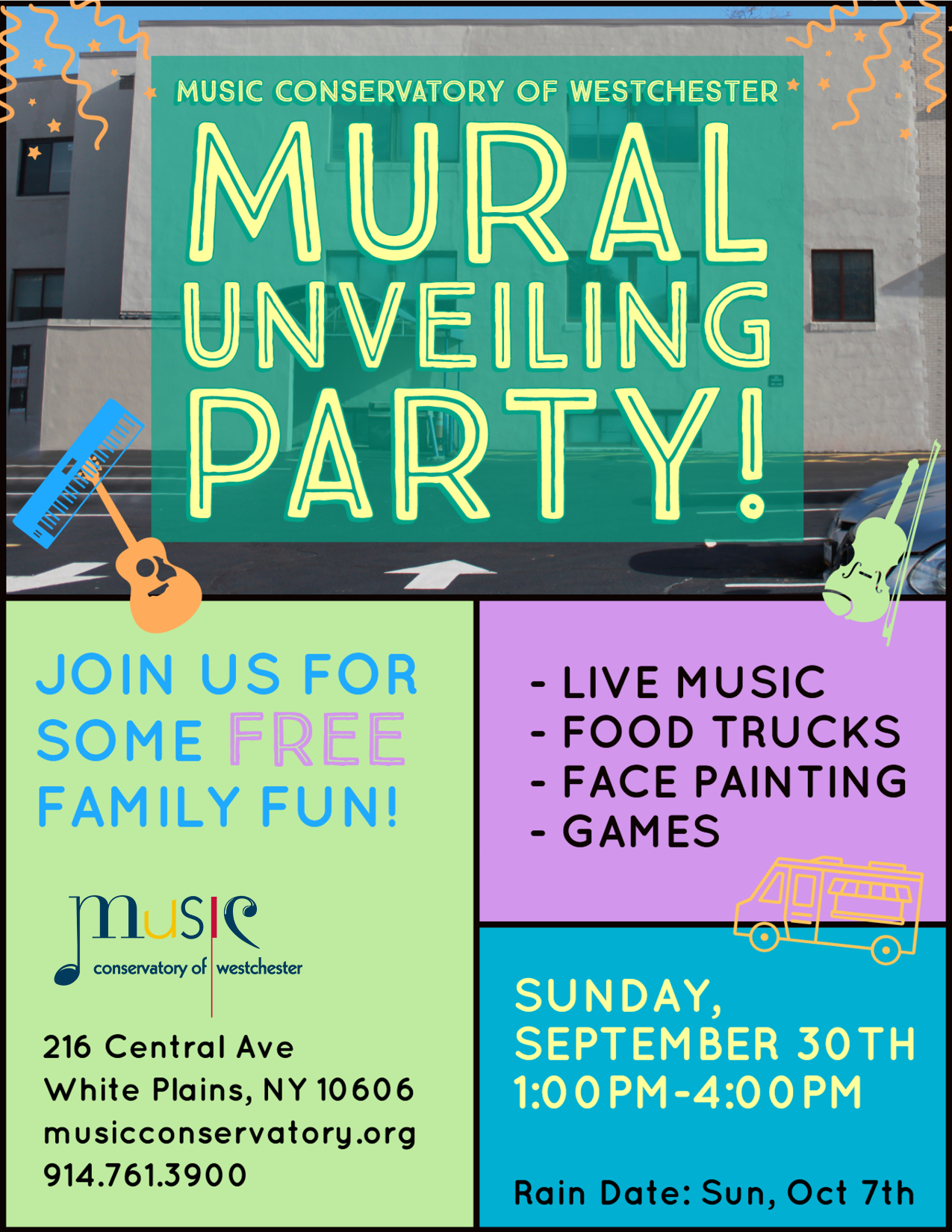 Music Conservatory of Westchester Hosts Community Mural Unveiling Party Event on Sunday, September 30, 2018