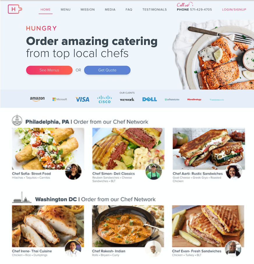 The HUNGRY Marketplace Home Page