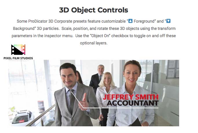 Pixel Film Studios - ProDicator 3D Corporate - FCPX Plugins