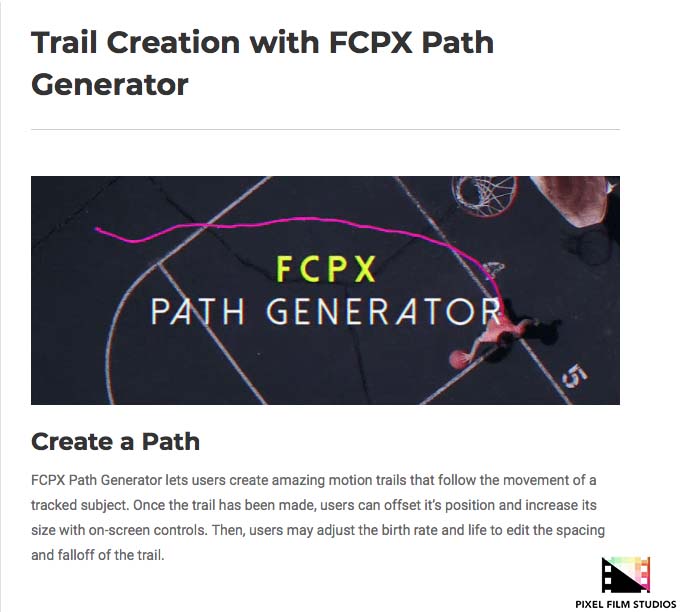 Pixel Film Studios - FCPX Path Generator - FCPX Plugins