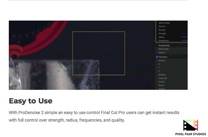Pixel Film Studios - ProDenoise 2 - FCPX Plugins
