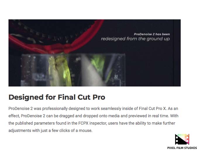 Pixel Film Studios - ProDenoise 2 - FCPX Plugins