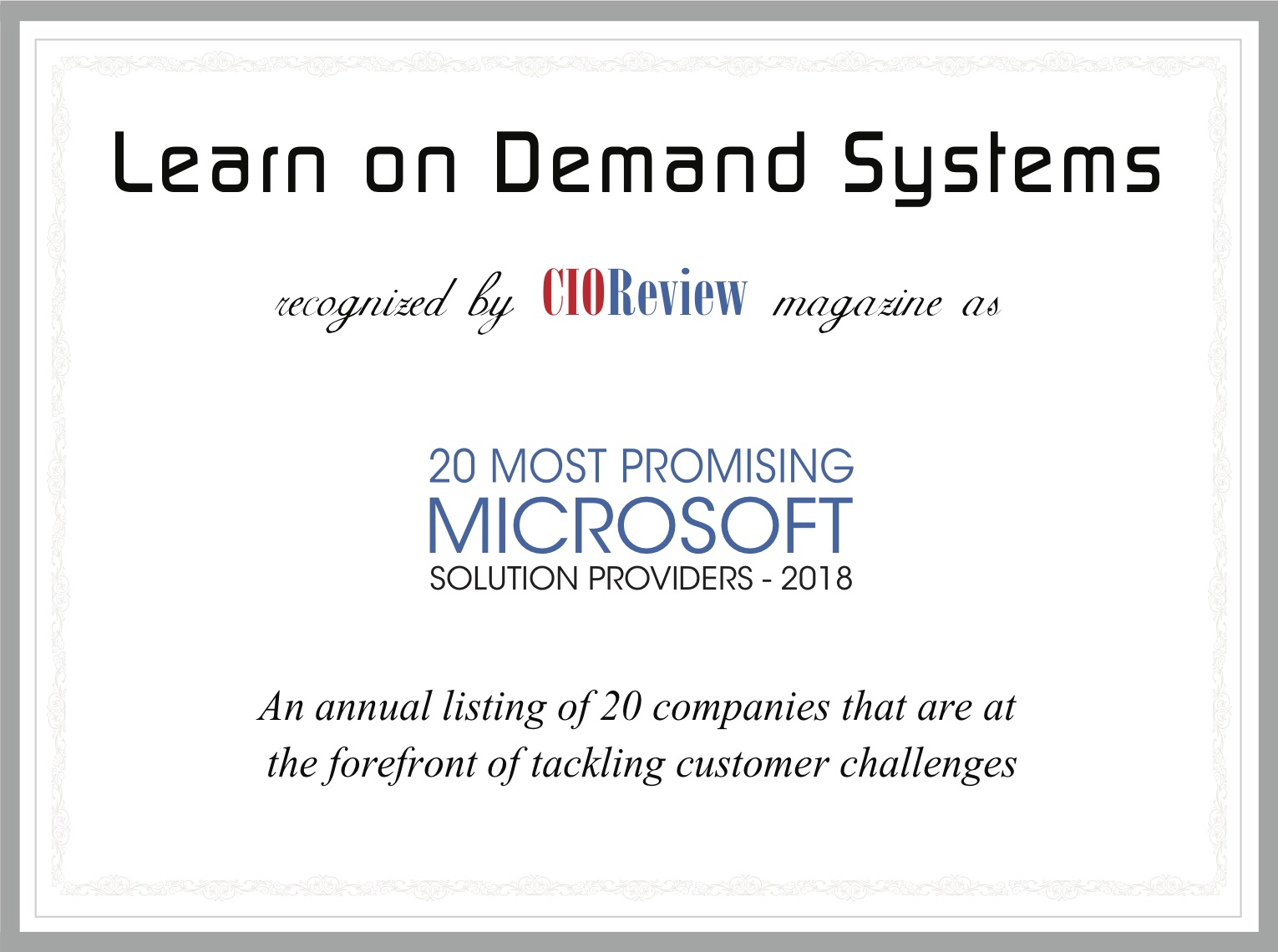 Learn on Demand Systems named in top 20