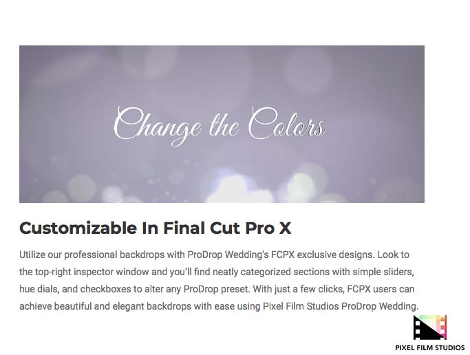 Pixel Film Studios - ProDrop Wedding - FCPX Plugins