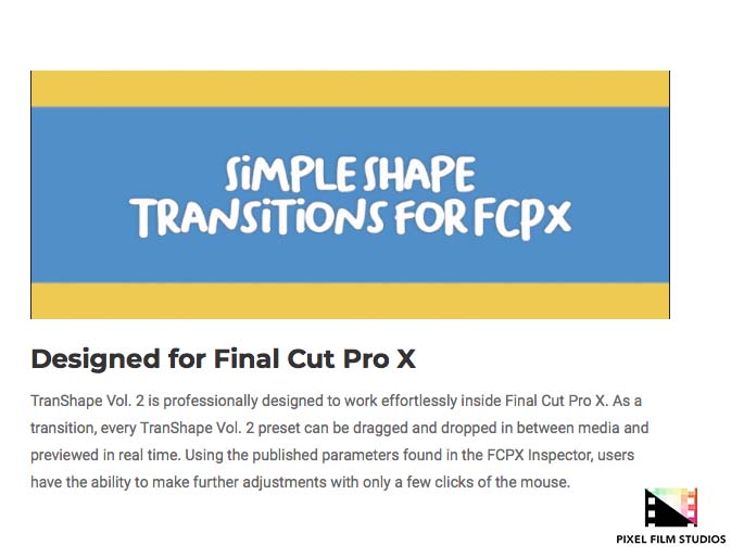 Pixel Film Studios - TranShape Volume 2 - FCPX Plugins