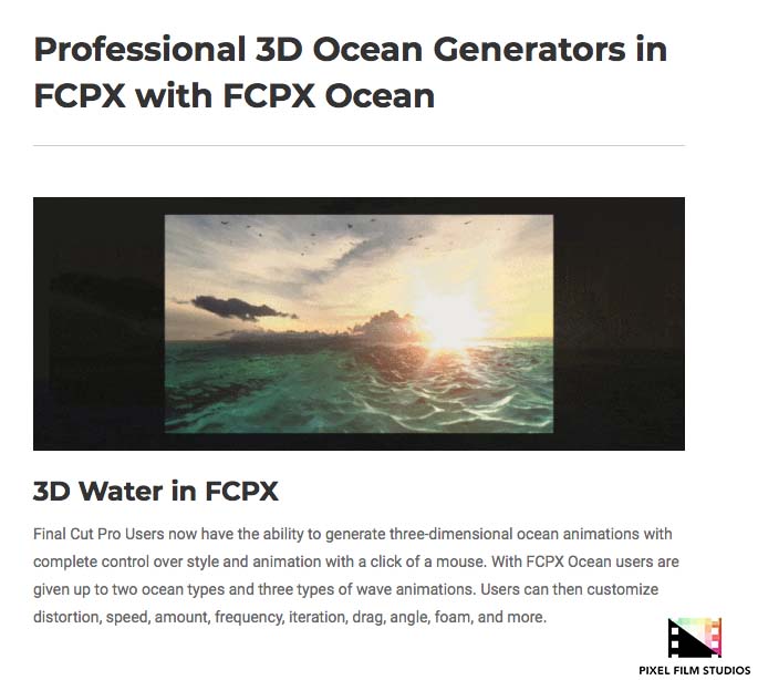 Pixel Film Studios - FCPX Ocean - FCPX Plugins