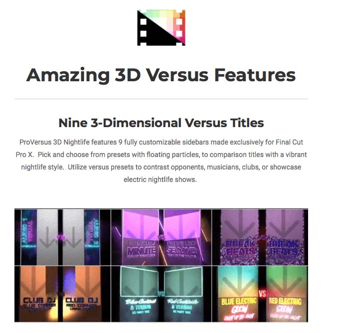 Pixel Film Studios - ProVersus 3D Nightlife - FCPX Plugins